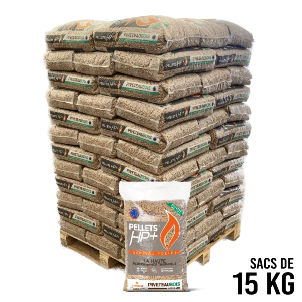 HP+ Pellets Piveteau Bois – Palette mit 72 Säcken à 15 kg (1.080 kg)