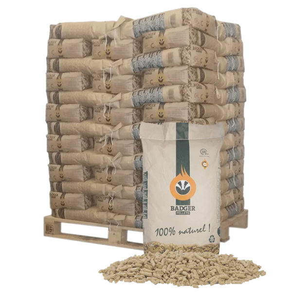 BADGER Holzpellets – Palette mit 65 Säcken à 15 kg